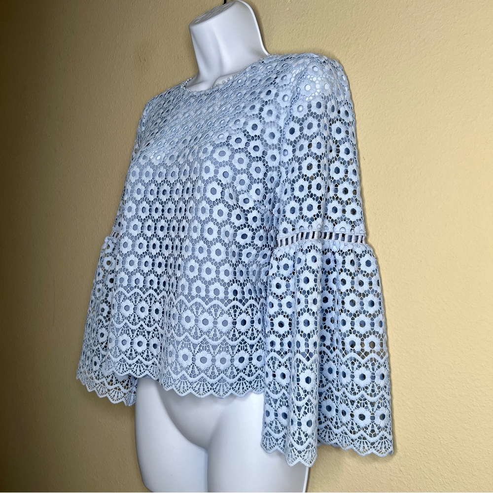 J CREW Daisylace Bell-Sleeve Top - Light Blue - G9911 - Sz 2 - Picture 5 of 12